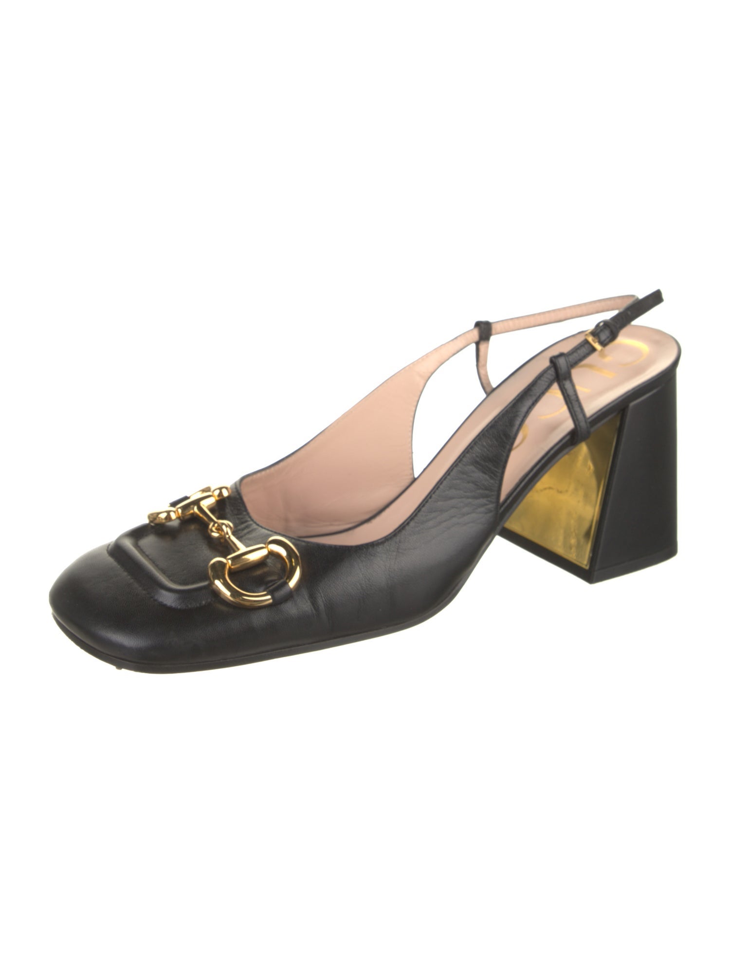 Gucci Horsebit Accent Leather Slingback Pumps